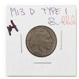 1913-D Buffalo Nickel, Type 1