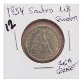 1854 Seated Liberty Quarter, AU6