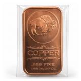 1 AVDP Oz .999 Fine Copper Buffalo Bar USA