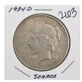 1934-D Peace Dollar, Silver
