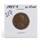 1925-S Lincoln Wheat Cent, Very Fine