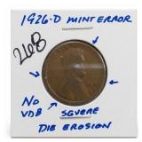 1926-D Lincoln Wheat Cent, Mint Error