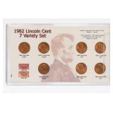 1982 Lincoln Cent 7-Variety Set, 8 Coins