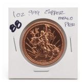 1992 Mexico Caballito 1 Oz Copper Round