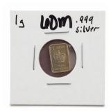 1 Gram .999 Fine Silver Crown Bar