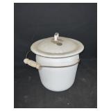 ENAMEL SLOP JAR WITH LID