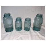 4 BLUE JARS