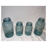 4 BLUE JARS