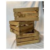 3 WOODEN SLATTED CRATES