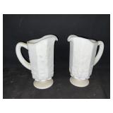 2 MILK GLASS PITCHERS
