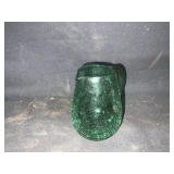 GREEN CRINKLE GLASS PITCHER