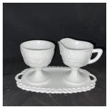 3 PIECES MILK GLASS