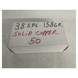 38 SPL   158 GR  SOLID COPPER   50 ROUNDS