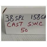 38 SPL  CAST SWC NICKLE 158 GR 50 ROUNDS