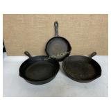 3 CAST IRON PANS
