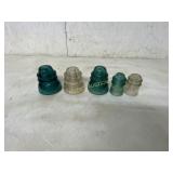 5 GLASS INSULATORS