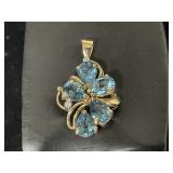 BLUE TOPAZ AND DIAMOND PENDANT