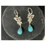 BUTTERFLY STERLING SILVER EARRINGS WITH BEADS