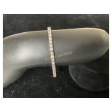 7 INCH STERLING SILVER BRACELET WITH PINK STONES