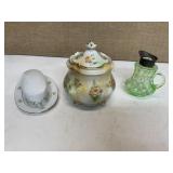 CANDY AND BUTTER DISH VASELINE  SYRUP DISPENSER