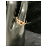 10 KT YELLOW GOLD ANTIQUE VICTORIAN RING W GARNETS
