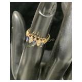 10KT YELLOW GOLD SAPPHIRE AND DIAMOND RING