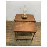 SIDE TABLE WITH PULL OUT TABLE AND LAMP