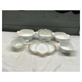 FIRE KING DISH  AND BOWL WITH CORNING WARE PIECES