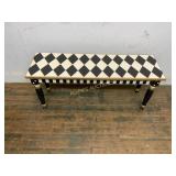 BLACK AND WHITE CHECKERED WOODEN BENCH