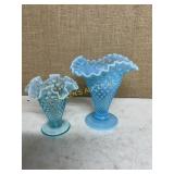 2 BLUE HONAIL VASES