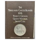 1976 TURKS AND CAICOS 20 CROWN SILVER PROOF COIN