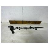 WOODEN HAT HOLDER  AND CRANE YARD ART