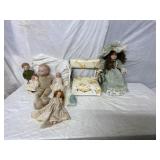 EARLY DOLLS AND HIGH CHAIR