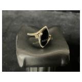 10 KT WHITE GOLD BLACK ONYX W/ DIAMOND ACCENT
