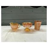 3 CARNIVAL GLASS SERVING PIECES