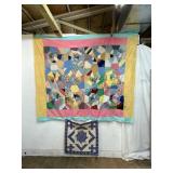 HAND SEWN QUILT TOP AND UNFINISHED TOP