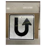 U TURN METAL SIGN 24X24