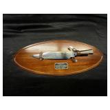 COLONEL JAMES BOWIE KNIFE ON PLAQUE