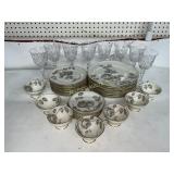 40 PIECES CASTLETON CHINA   AND 8 GALWAY GOBLETS