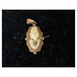 10 KT ANTIQUE CAMEO PENDANT WITH DIAMOND 1.4GR