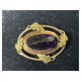 10 KT YELLOW GOLD BROACH WITH OVAL AMETHYST 3.2 GR