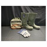 MUD BOOTS  GEORGE WORK GLOVES AND BACK PACK