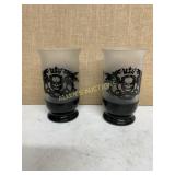 2 GLASS CANDLE HOLDERS