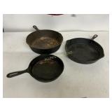 3 CAST IRON PANS