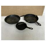 3 CAST IRON PANS