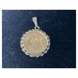 14 KT YELLOW GOLD DOS PESOS COIN BEZEL 3.1 GR