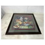 FRAMED AND MATTED PRINT FRUIT AND FLOWERS