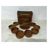WOODEN  BOWLS AND MAGAZINE  HOLDER