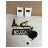 2 SMART DOOR BELLS AND CAST IRON CAT BELL