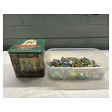 RED MAN TOBACCO TIN AND MARBLES